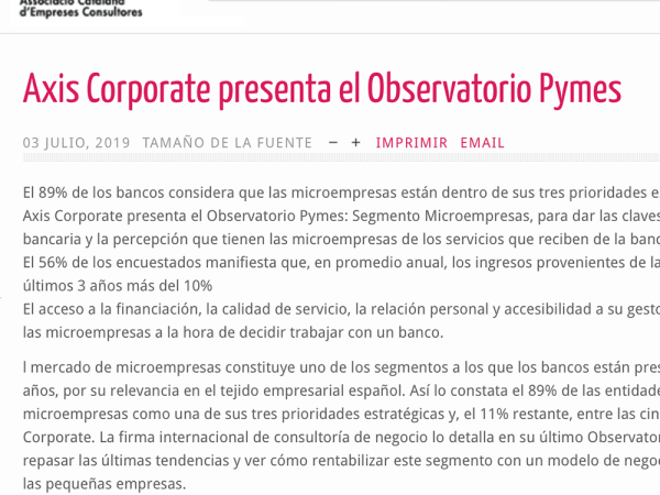 ACEC menciona el Observatorio Pymes en Banca